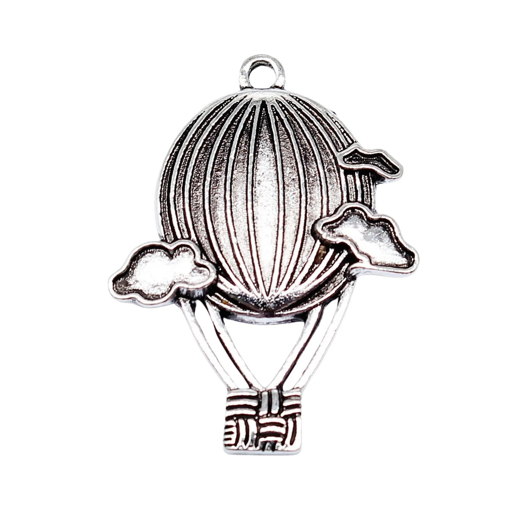31x23mm 3.2g Antique Silver Zinc Alloy Hot Air Balloon Charm Pendant for DIY Travel Theme Jewelry Making
