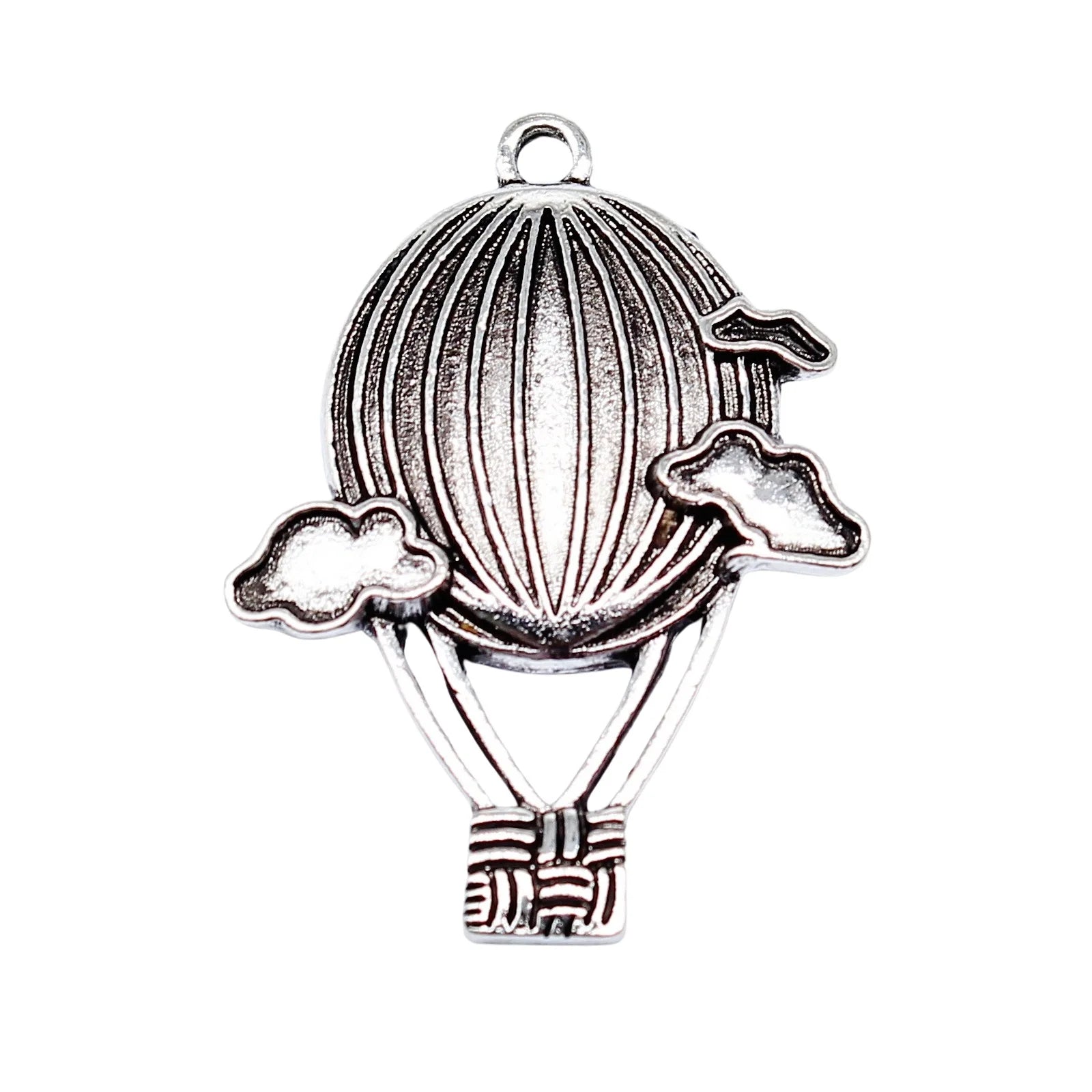 31x23mm 3.2g Antique Silver Zinc Alloy Hot Air Balloon Charm Pendant for DIY Travel Theme Jewelry Making