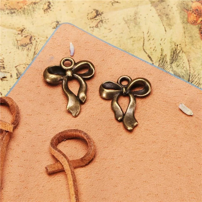 23x18mm Zinc Alloy Ribbon Bow Charm Pendant for DIY Necklace Bracelet Jewelry Making