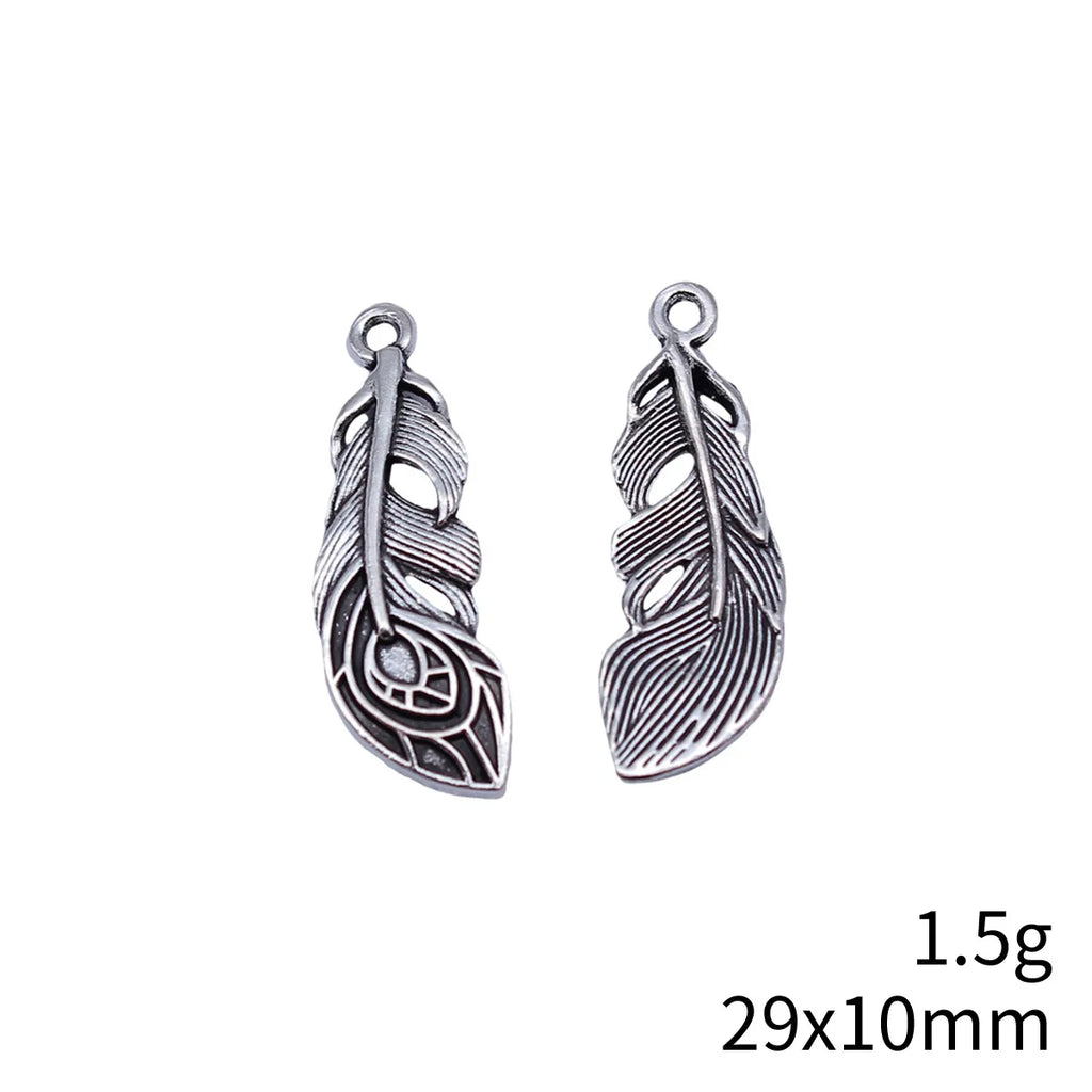 29x10mm 1.5g Antique Silver Zinc Alloy Feather Charm Pendant for DIY Necklace Earring Jewelry Making