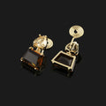 Vintage Luxury Geometric Tea Brown Crystal Alloy Drop Stud & Clip On No Piercing Dangle Earrings