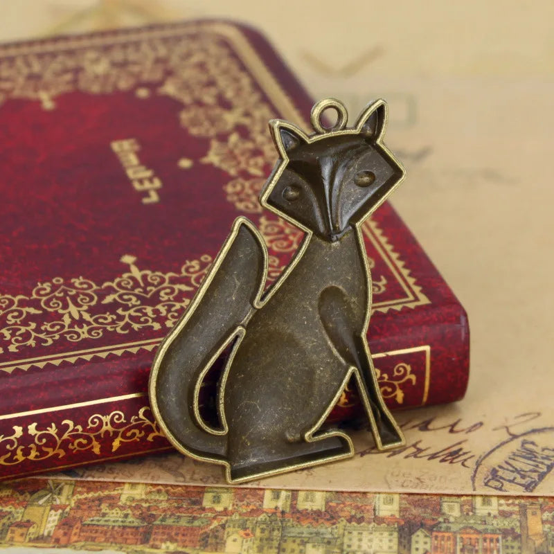 50x37MM Zinc Alloy Fox Charm Pendant for DIY Necklace Bracelet Jewelry Making