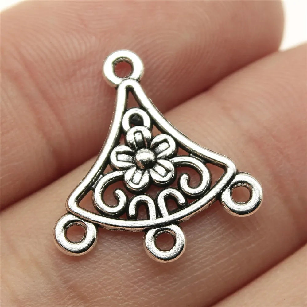 20x19mm 0.9g Multicolor Zinc Alloy Flower Fan Shape Connector Charms for DIY Earring Making