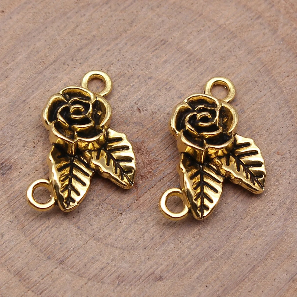 20x13mm 1.5g Multi Color Zinc Alloy Flower Leaf Connector Charm for DIY Bracelet Necklace Making