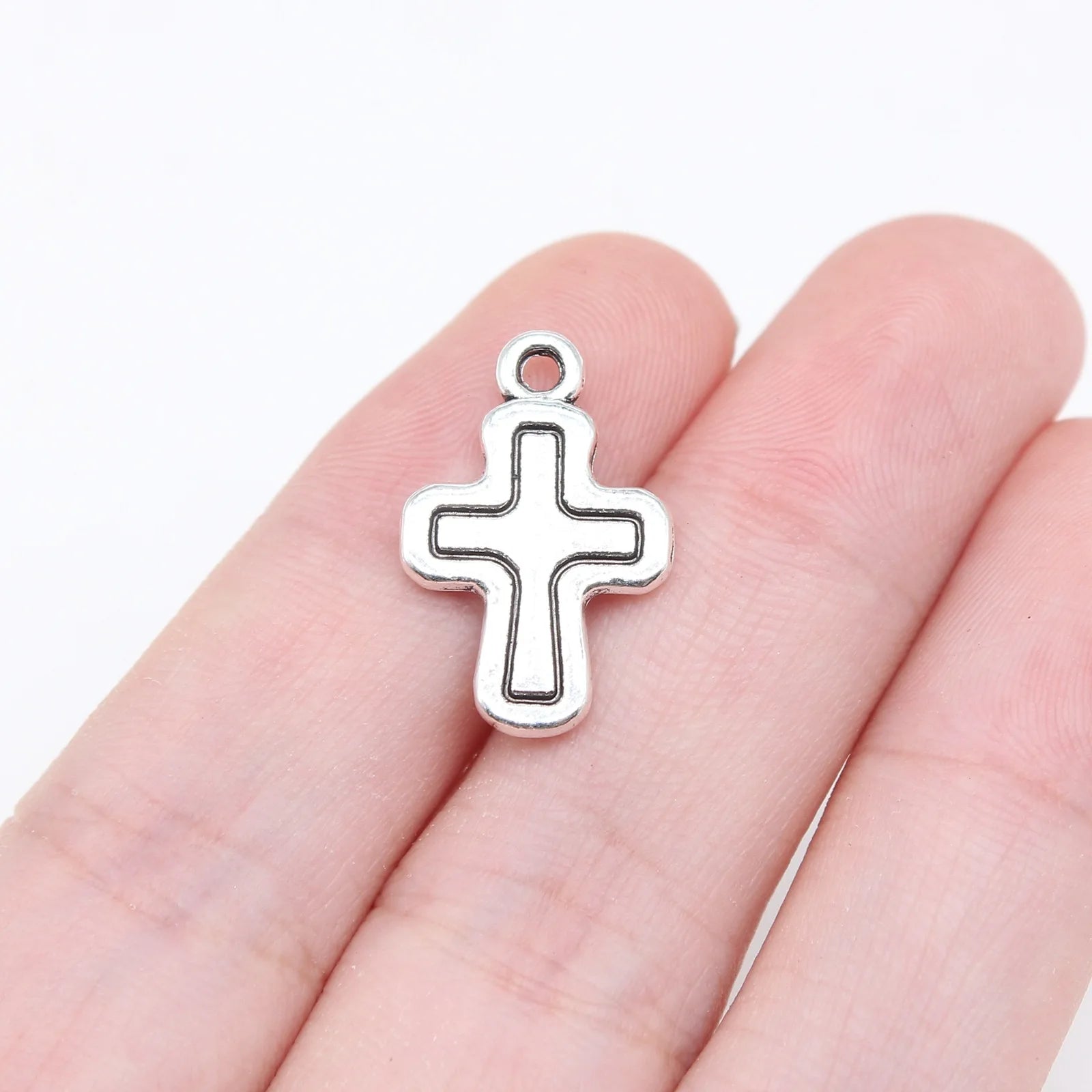 20x13mm 1.1g Antique Silver Zinc Alloy Cross Charm Pendant for DIY Necklace Bracelet Jewelry Making