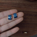 14K Gold Plated Alloy Mysterious Blue Gradient Enamel Geometric Stud Earrings For Women