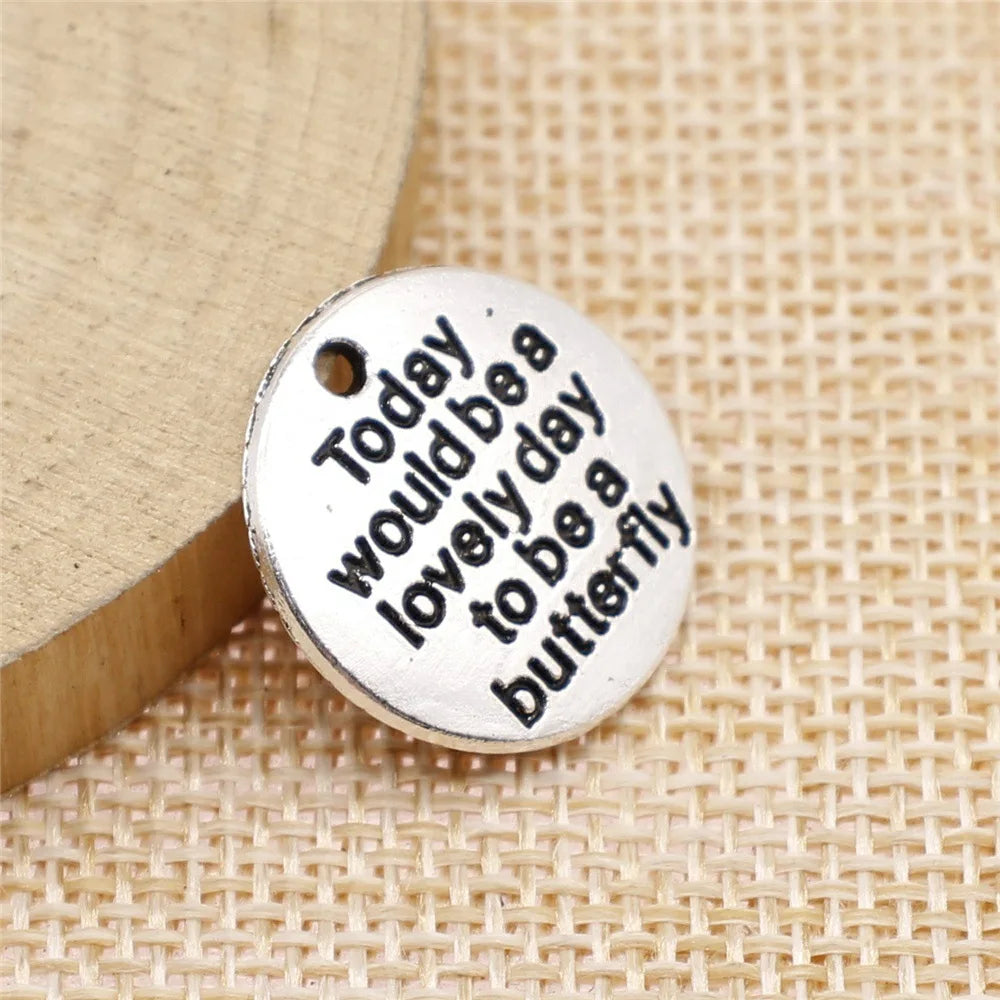 20mm 1.8g Zinc Alloy Butterfly Quote Charm Pendant for Necklace Bracelet Jewelry Making