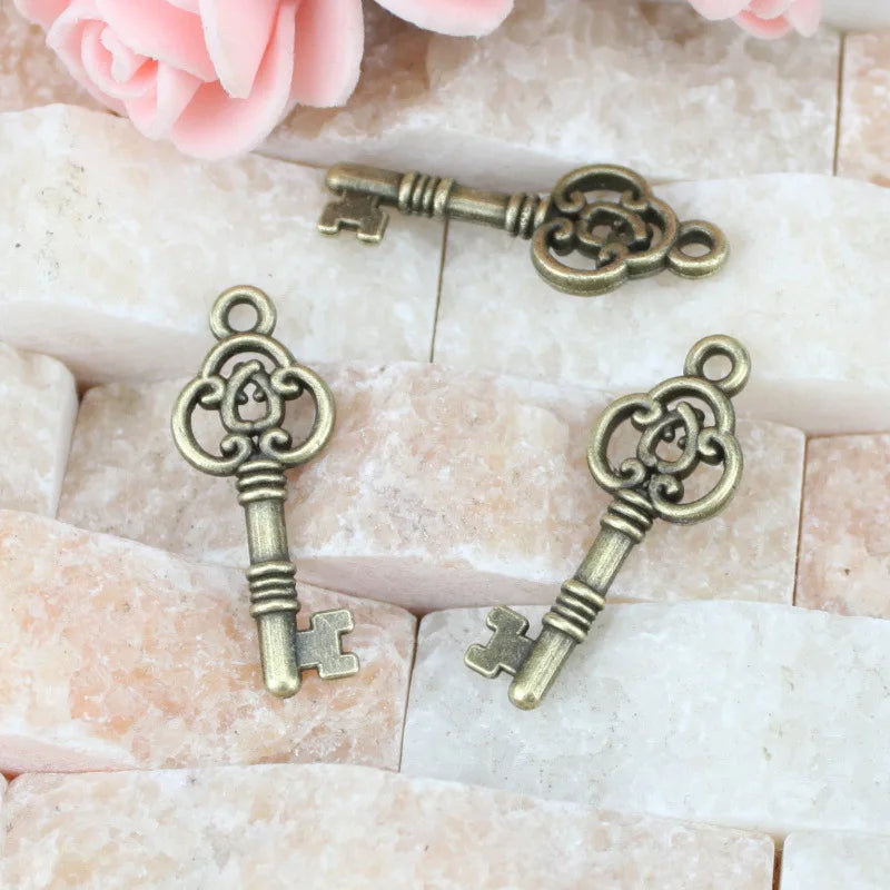 28x11MM Zinc Alloy Key Charm Pendant for DIY Necklace Bracelet Jewelry Making