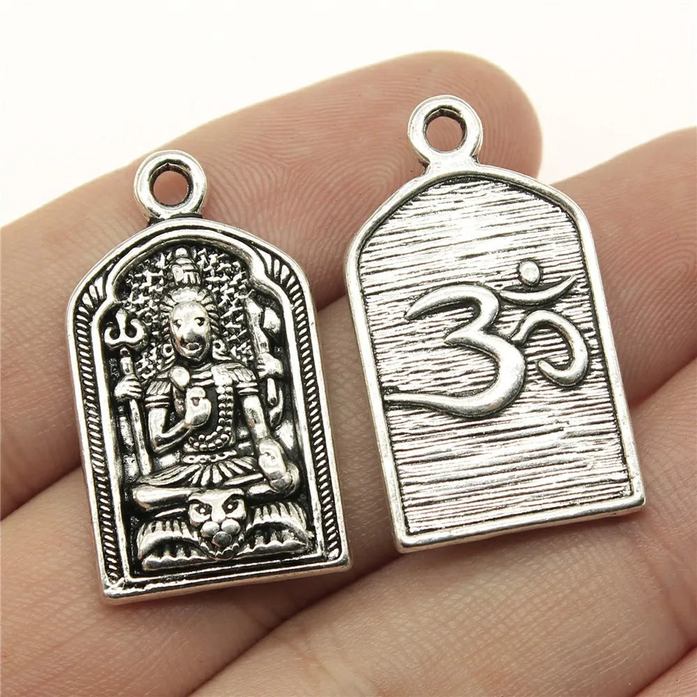 31x17mm 5.8g Antique Silver Zinc Alloy Yoga Deity Tag Charm Pendant for DIY Necklace Bracelet Jewelry
