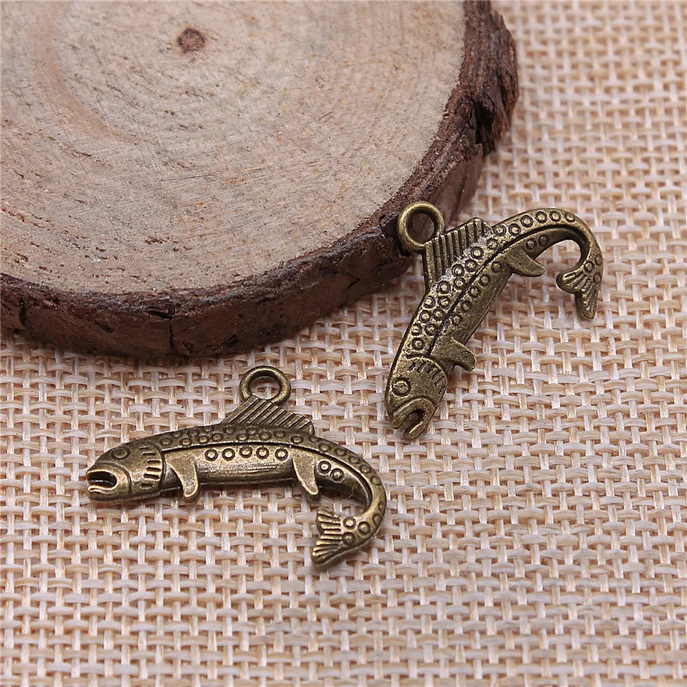 24x18mm 1.9g Multicolor Zinc Alloy Fish Charm Pendant for Ocean Theme Necklace Bracelet DIY Making