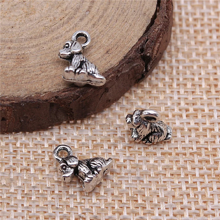 10x7mm 0.9g Multicolor Zinc Alloy Small Dog Charm Pendant for DIY Necklace Bracelet Jewelry