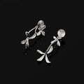 Elegant Silver Alloy 3D Gardenia Flower Spiral Drop Stud & Clip On No Piercing Back Hanging Earrings