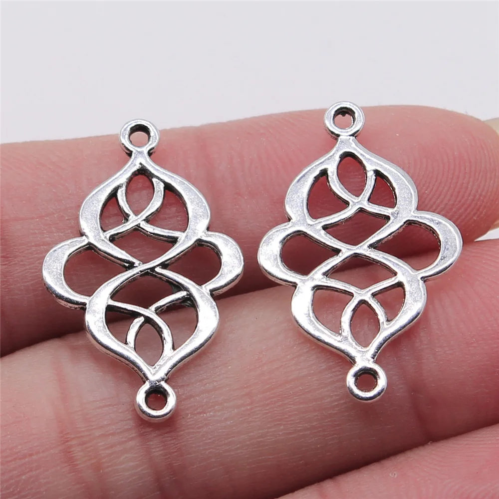 17x26mm 1g Antique Silver Zinc Alloy Chinese Knot Connector Charm for DIY Bracelet Necklace Making