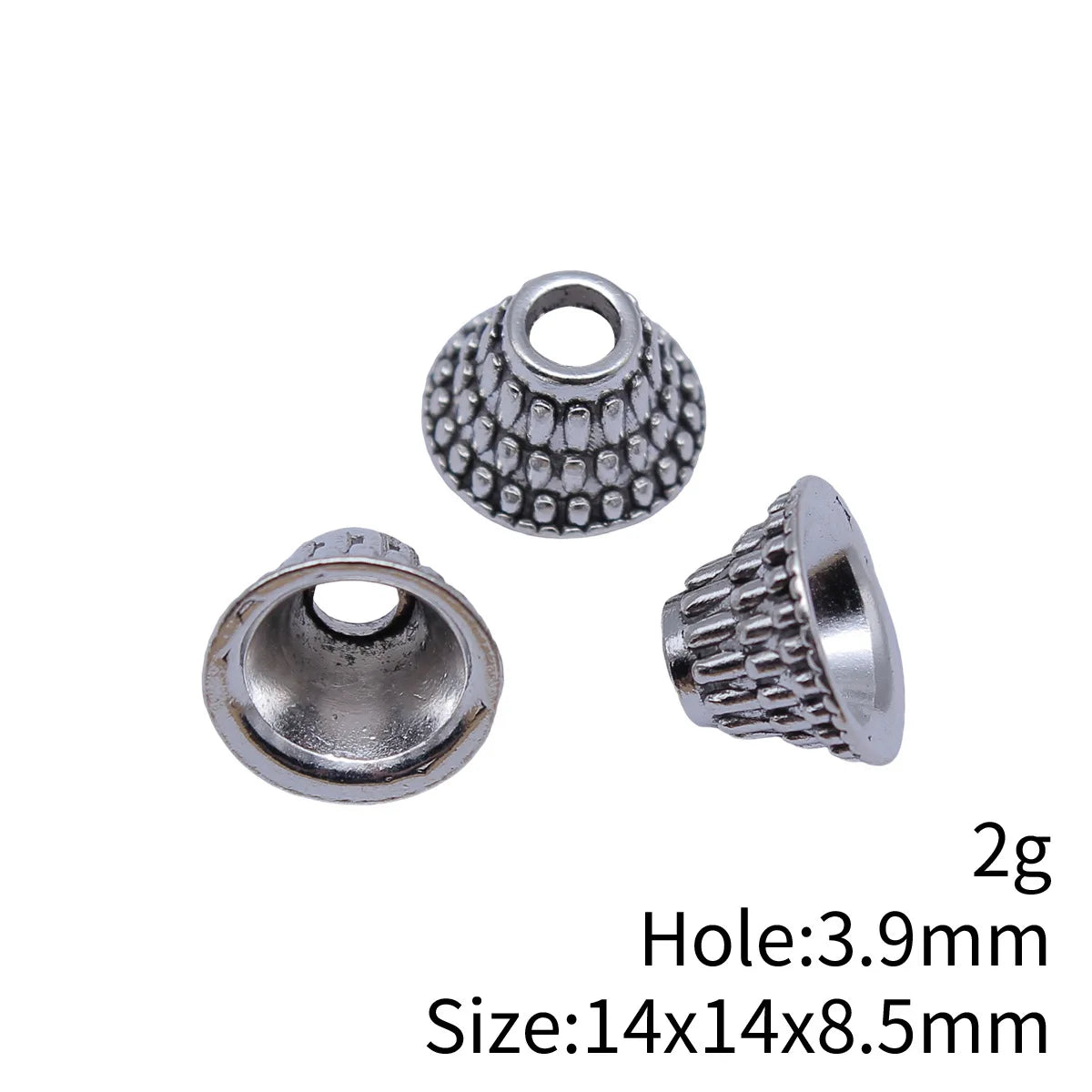 14x14x8.5mm 2g Multicolor Zinc Alloy Cone Tassel Cap Bead for DIY Tassel Jewelry and Garment Accessories