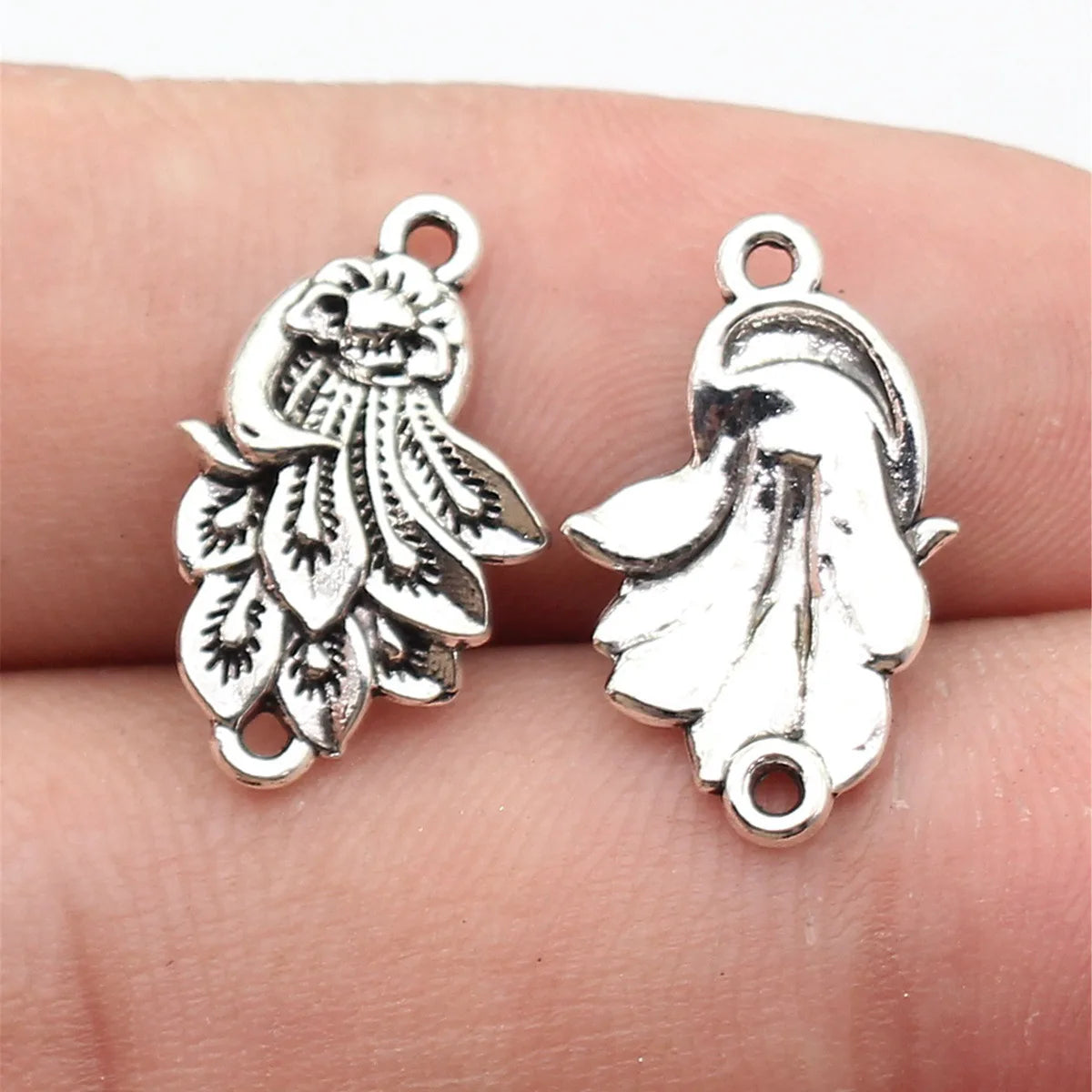 19x12mm 0.89g Antique Silver Zinc Alloy Peacock Connector Charm for DIY Bracelet and Necklace Making