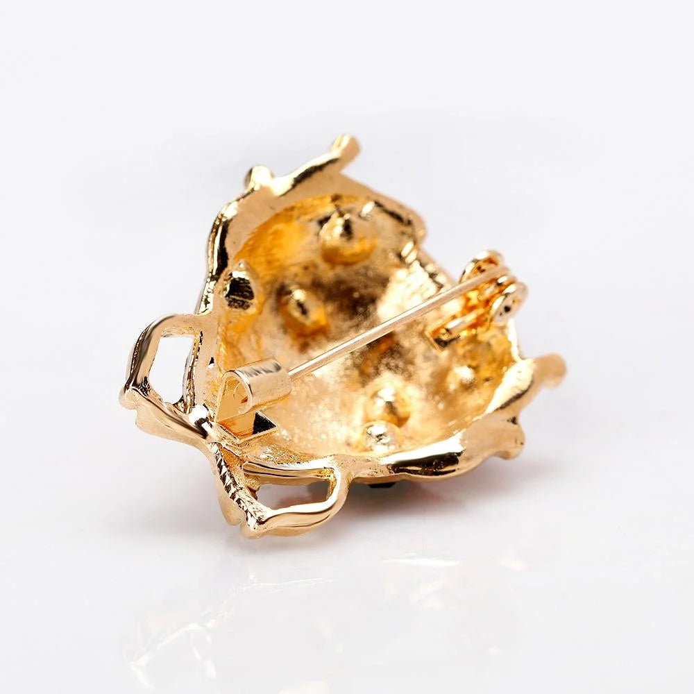 Luxury Red Ladybug Alloy Enamel Rhinestone Brooch For Women, Cute Insect Lapel Pin Corsage Gift