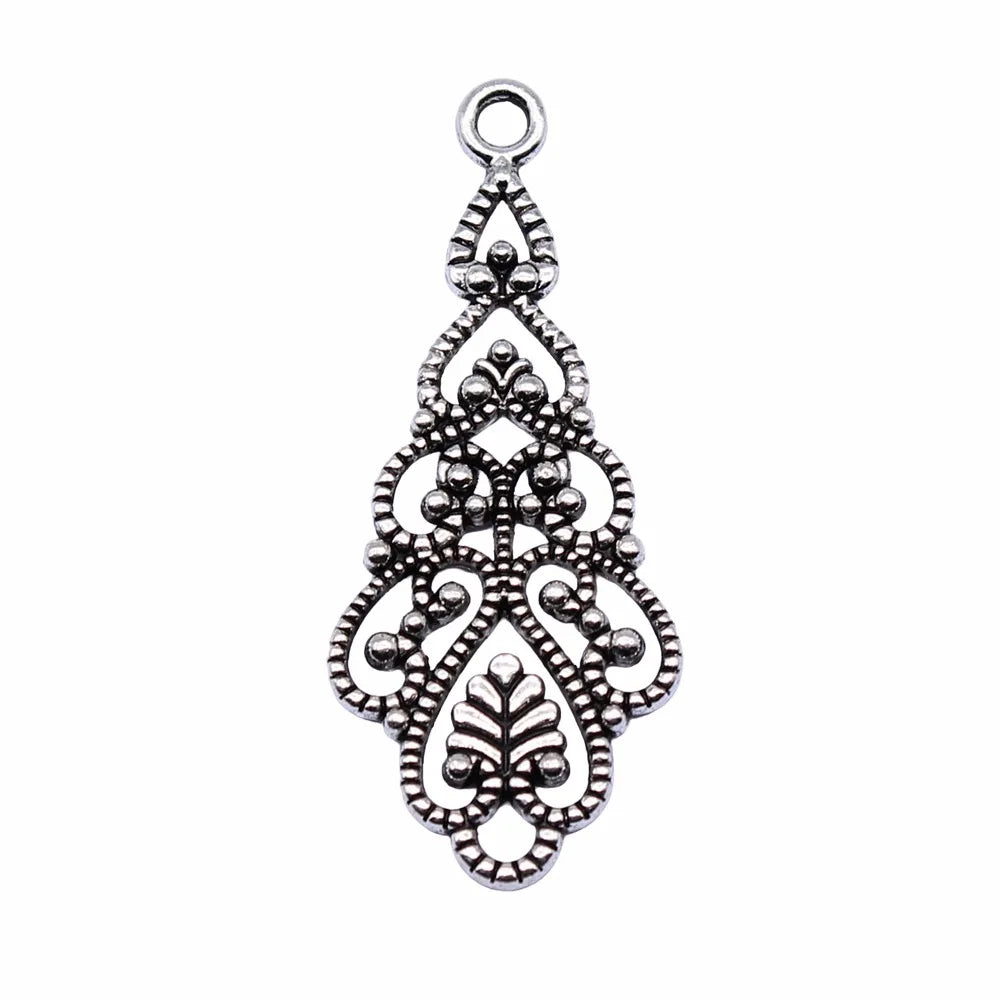 42x14mm 2.6g Multicolor Zinc Alloy Openwork Teardrop Hollow Earring Charms for DIY Pendant Jewelry