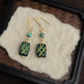 Handmade Czech Glass Drop Earrings Vintage Chinese Style Long Geometric Round Square Jewelry