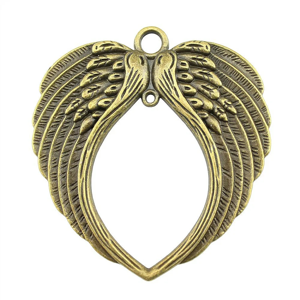 69x65mm 16g Zinc Alloy Heart Double Wings Charm Pendant for DIY Necklace Bracelet Jewelry Making