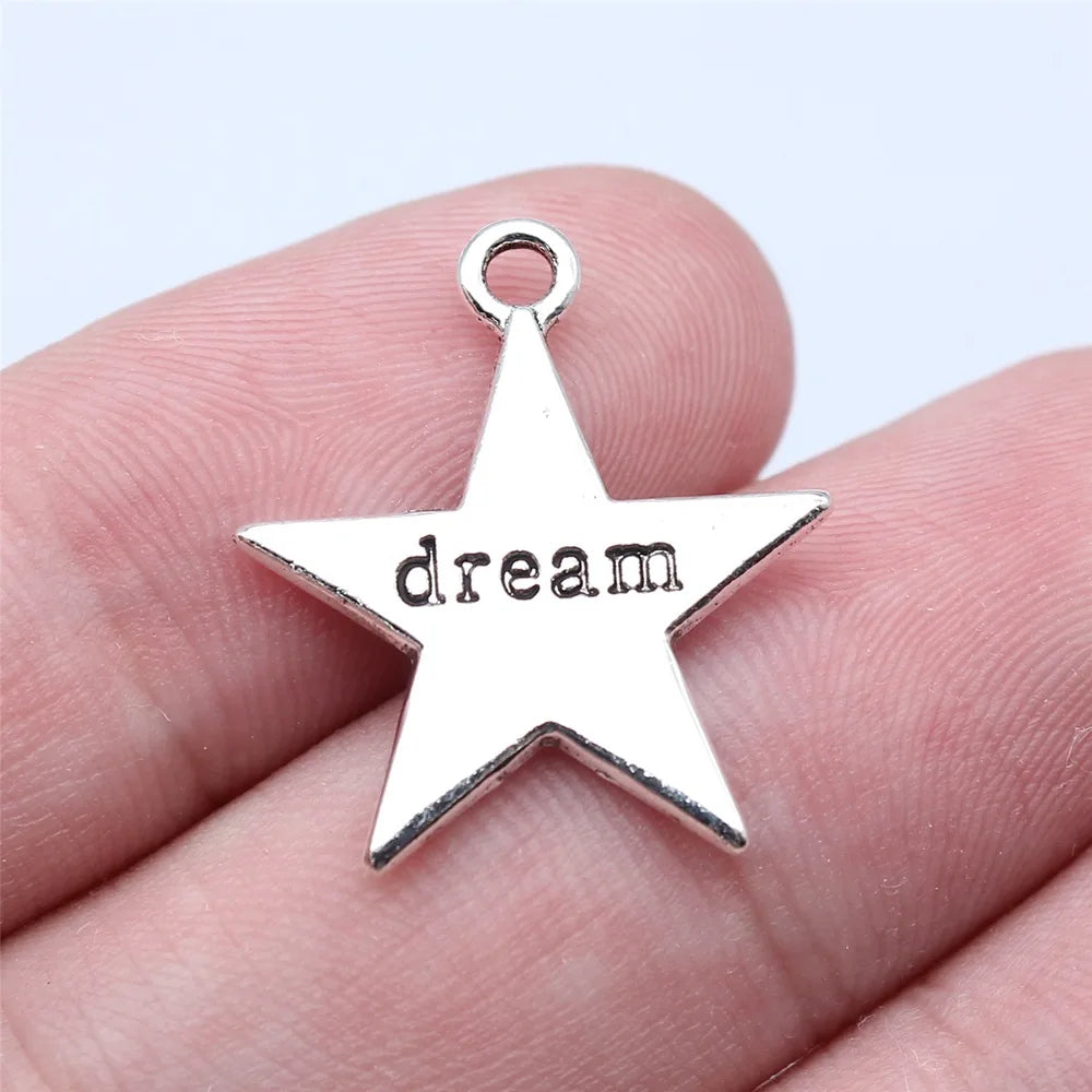 19x23mm 1.8g Antique Silver Zinc Alloy Dream Five Point Star Charm Pendant for Necklace Bracelet DIY