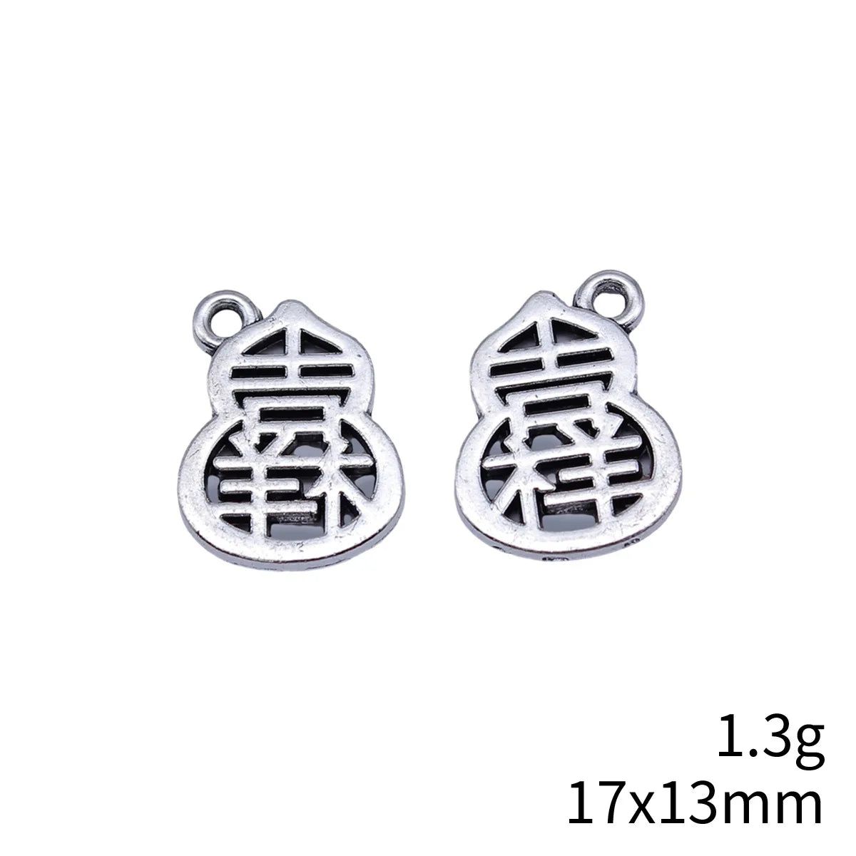 17x13mm 1.3g Antique Silver Zinc Alloy Lucky Gourd Charm Pendant for Handmade DIY Jewelry