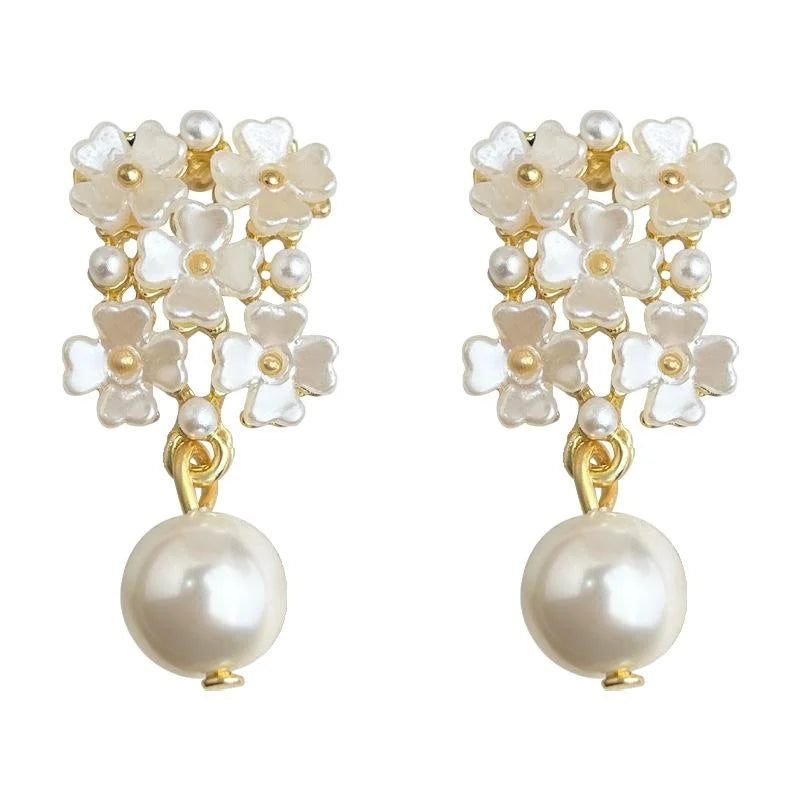 Elegant Forest Style Glass Flower Geometric Drop Earrings For Women