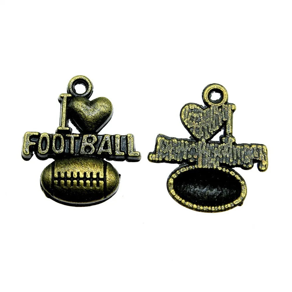 20x18mm 2g Multicolor Zinc Alloy I Love Soccer Charm Pendant for DIY Sports Jewelry Making