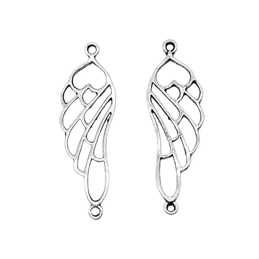 10x32mm 0.8g Antique Silver Zinc Alloy Hollow Butterfly Wing Connector Charm for DIY Jewelry Making