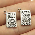 17x11mm 1.6g Antique Silver Zinc Alloy Cookbook Charm Pendant for Cooking Theme Jewelry Making