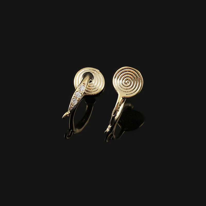 Elegant Gold Alloy Spiral Hoop Stud & Clip On No Piercing Rhinestone Ear Cuff DIY Jewelry Earrings