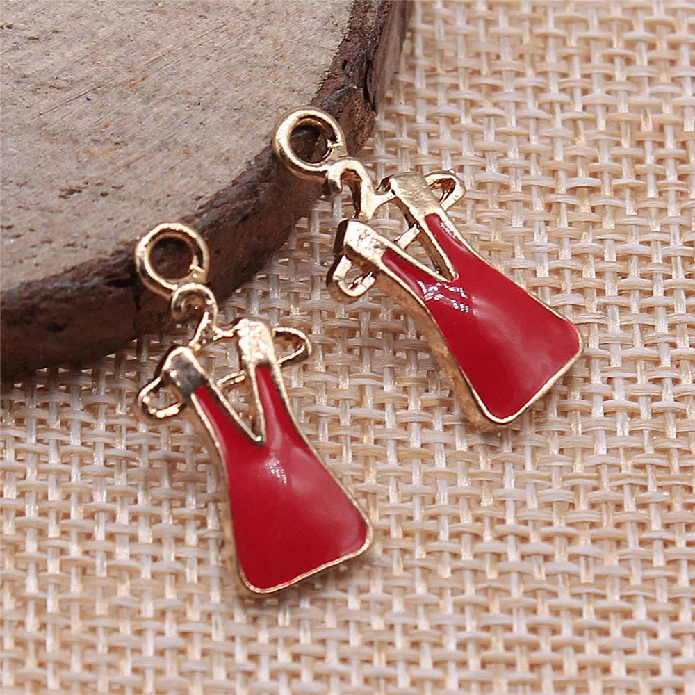22x11mm 1.3g Red Finish Zinc Alloy Dress Charm Pendant for Bracelet Necklace DIY Jewelry Making
