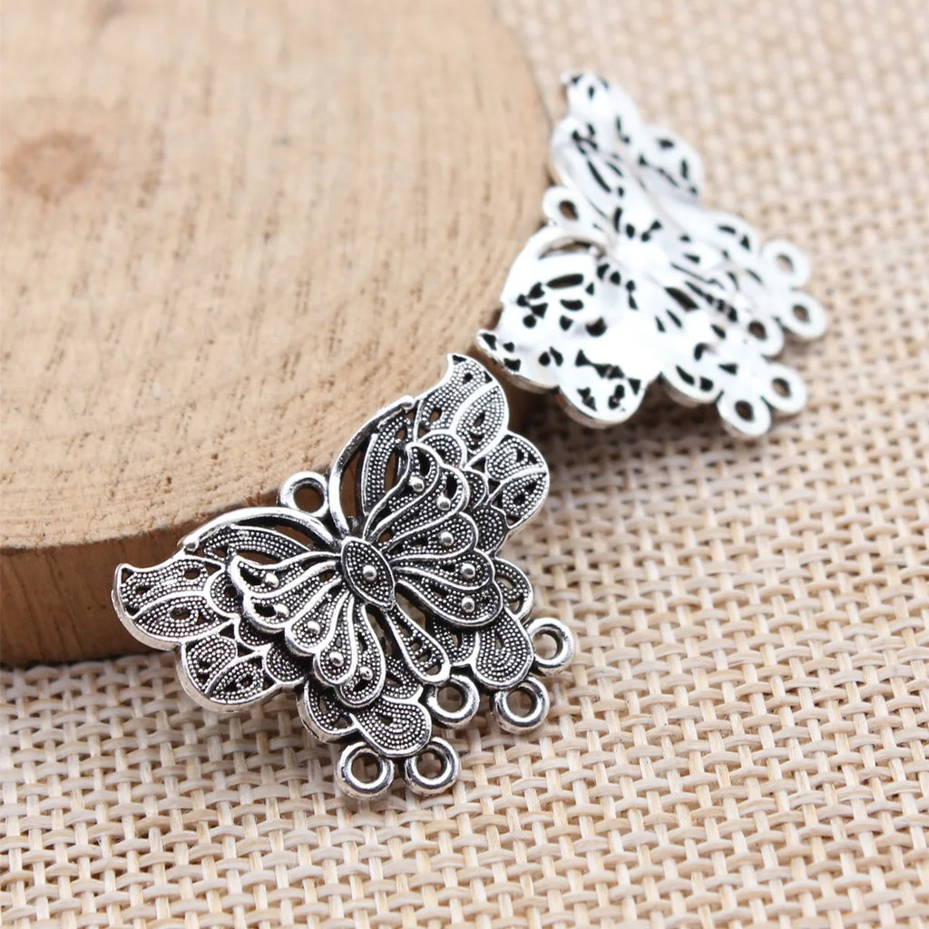 26x20mm 2.8g Antique Silver Zinc Alloy Butterfly Earring Connector Charm for DIY Jewelry Making