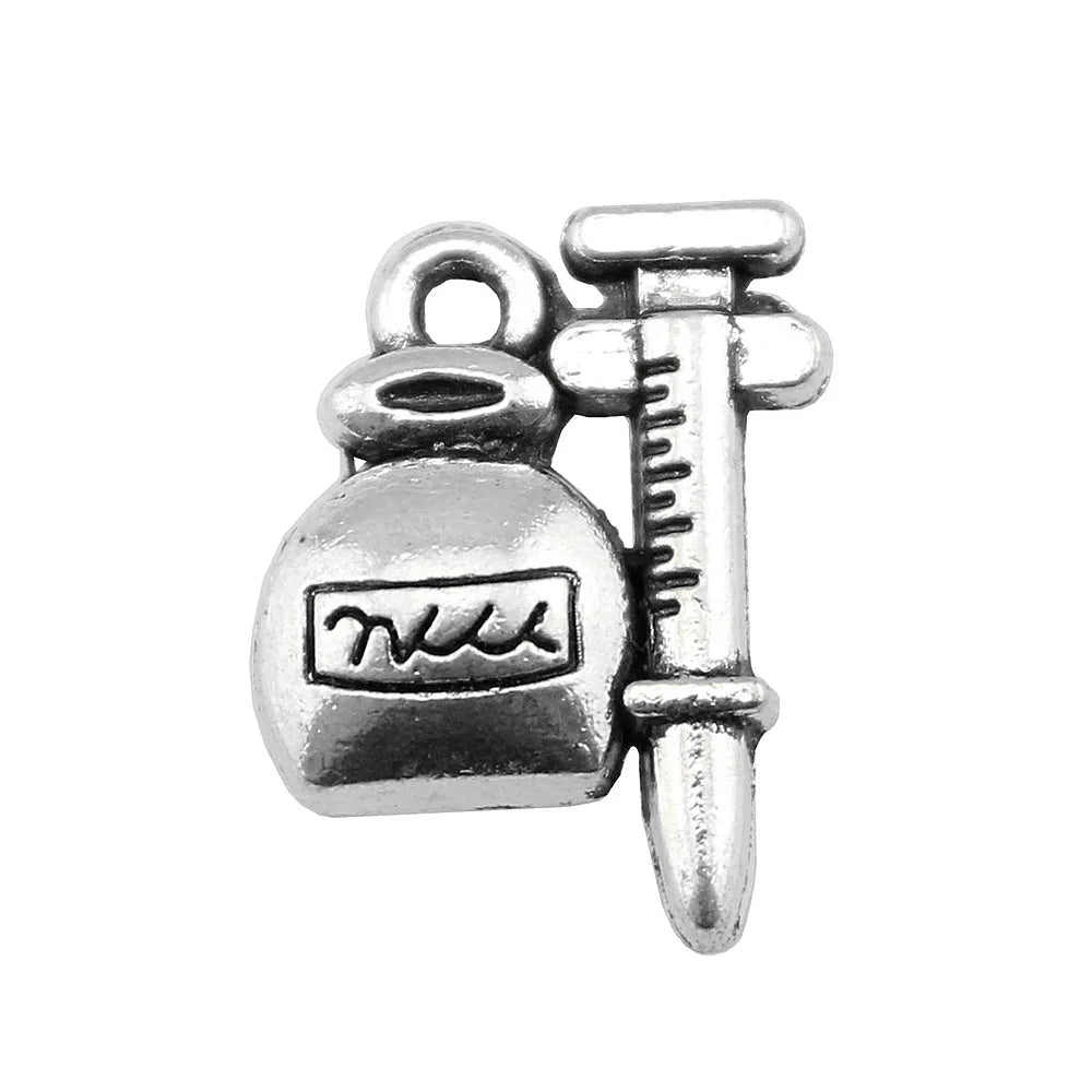 18x12mm 2g Antique Silver Zinc Alloy Syringe Charm Pendant for Necklace Bracelet DIY Jewelry Making
