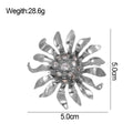 Elegant Silver Alloy Flower Brooch With Rhinestone Center, Luxury Lapel Pin Corsage For Coat Sweater Gift
