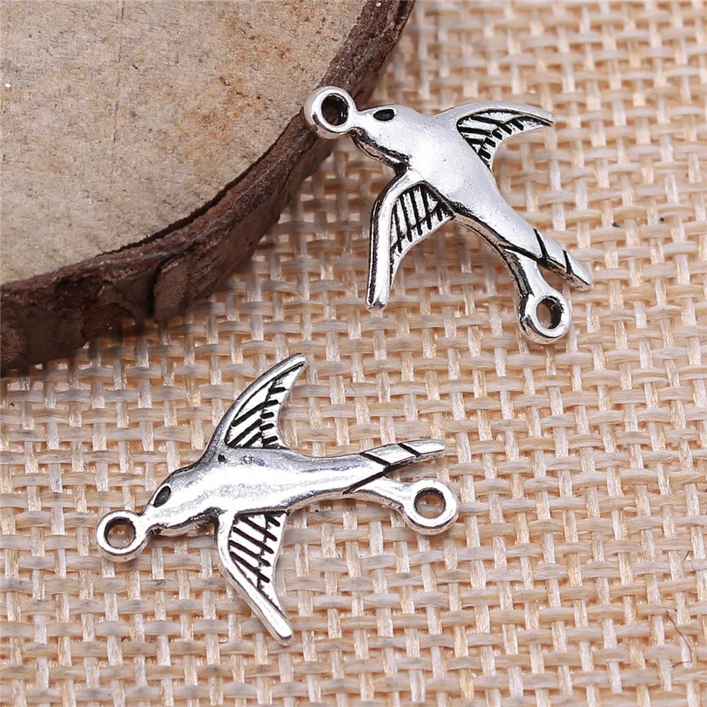20x17mm 0.8g Multicolor Zinc Alloy Bird Connector Charm for DIY Bracelet Necklace Jewelry Making