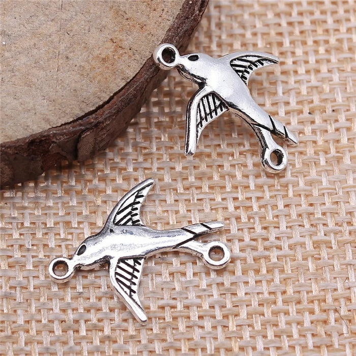 20x17mm 0.8g Multicolor Zinc Alloy Bird Connector Charm for DIY Bracelet Necklace Jewelry Making