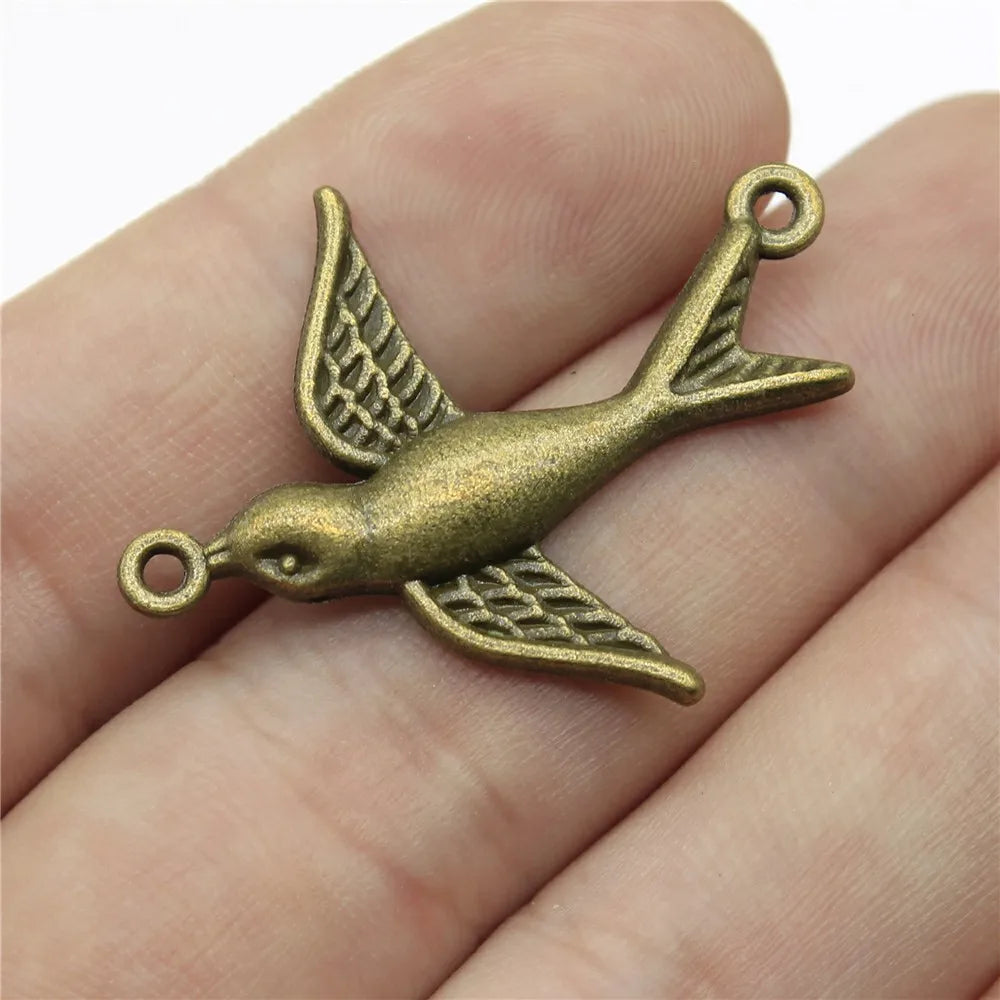 37x29mm 1.9g Multi Color Zinc Alloy Bird Connector Charm for DIY Bracelet Necklace Jewelry Making