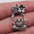 17x31mm 3.6g Antique Silver Tone Zinc Alloy Flower Owl Cat Charm Pendant for DIY Necklace Jewelry Making