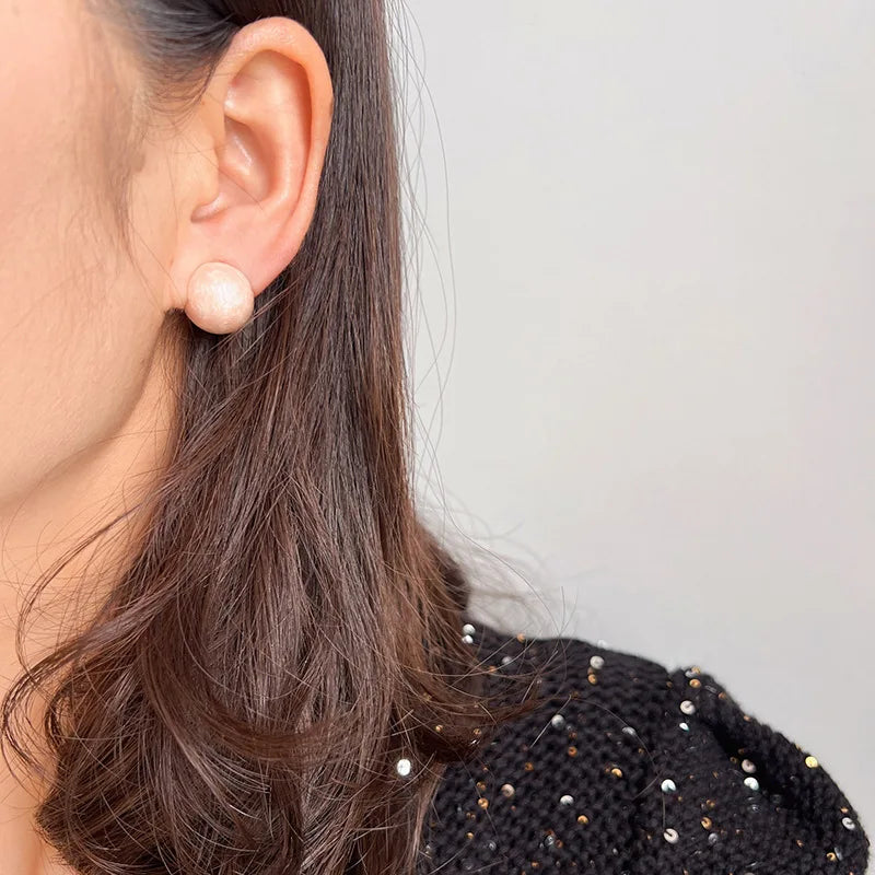 Elegant Pink Enamel Round Ball Spiral Alloy Stud & Clip On No Piercing Sweet Summer Earrings