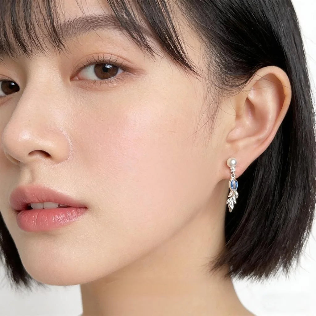 Copper Zircon Pearl Goldfish Drop Earrings Minimalist Elegant Jewelry