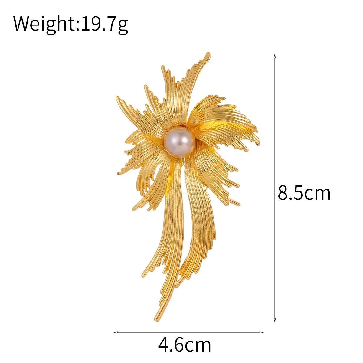 Luxury Gold Alloy Chrysanthemum Pearl Brooch Elegant Floral Lapel Pin Corsage Coat Suit Accessory Gift