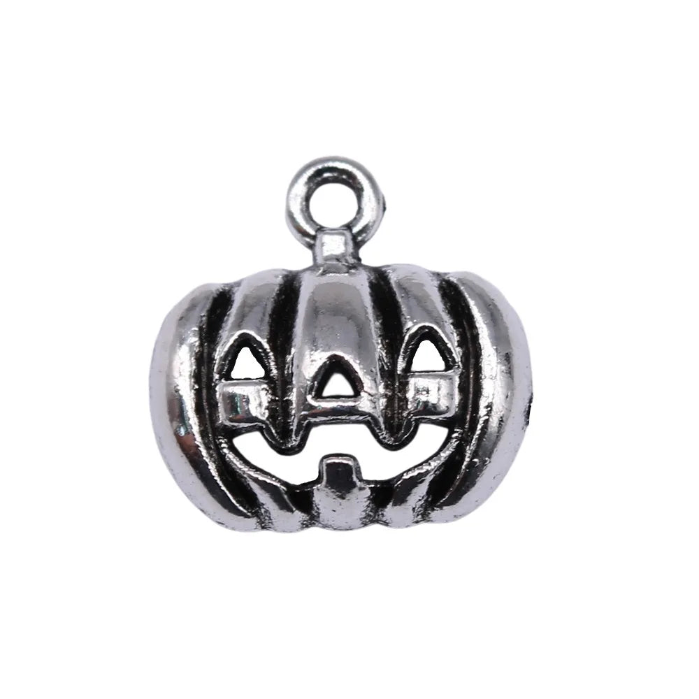 16x16mm 1.2g Antique Silver Zinc Alloy Halloween Pumpkin Charm Pendant for DIY Jewelry Making