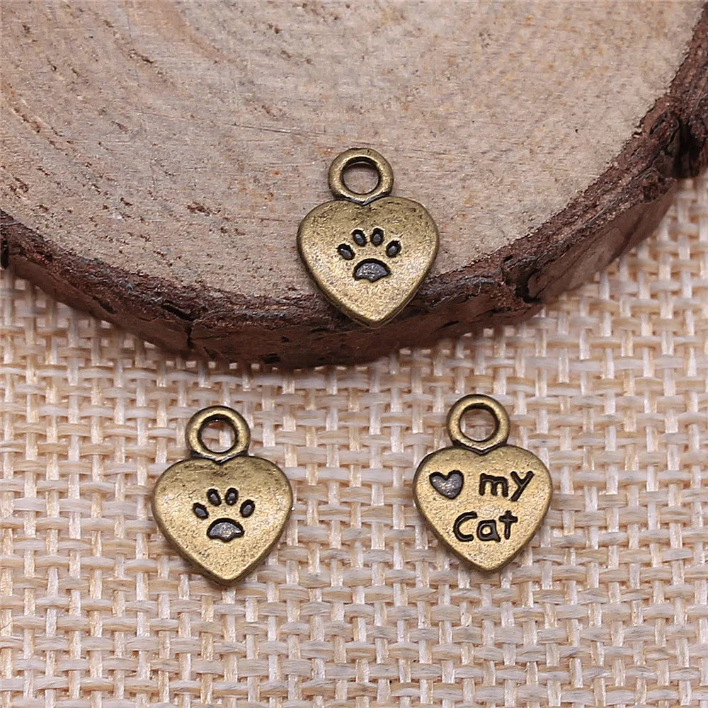 8x12mm 0.5g Zinc alloy Love My Cat Paw Print charm pendant for pet jewelry DIY craft making
