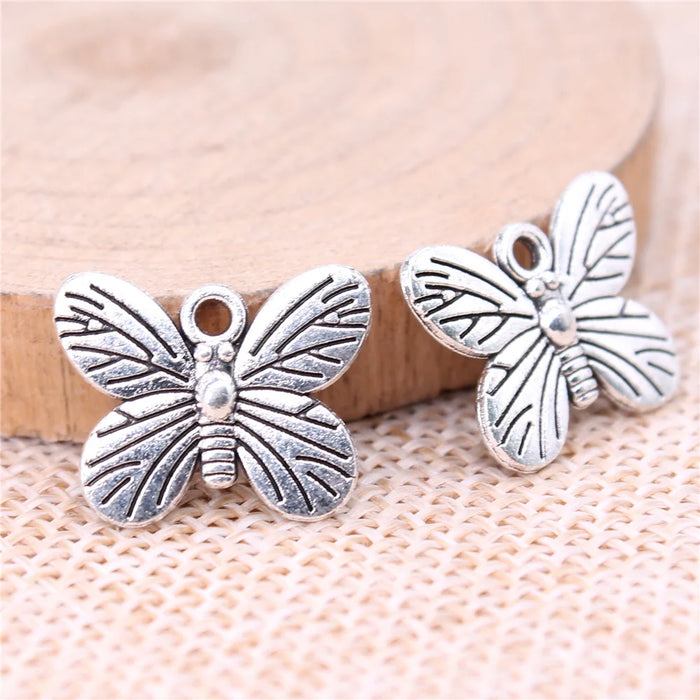 17x14mm 1.28g Antique Silver Zinc Alloy Butterfly Charm Pendant for DIY Necklace Bracelet Jewelry Making