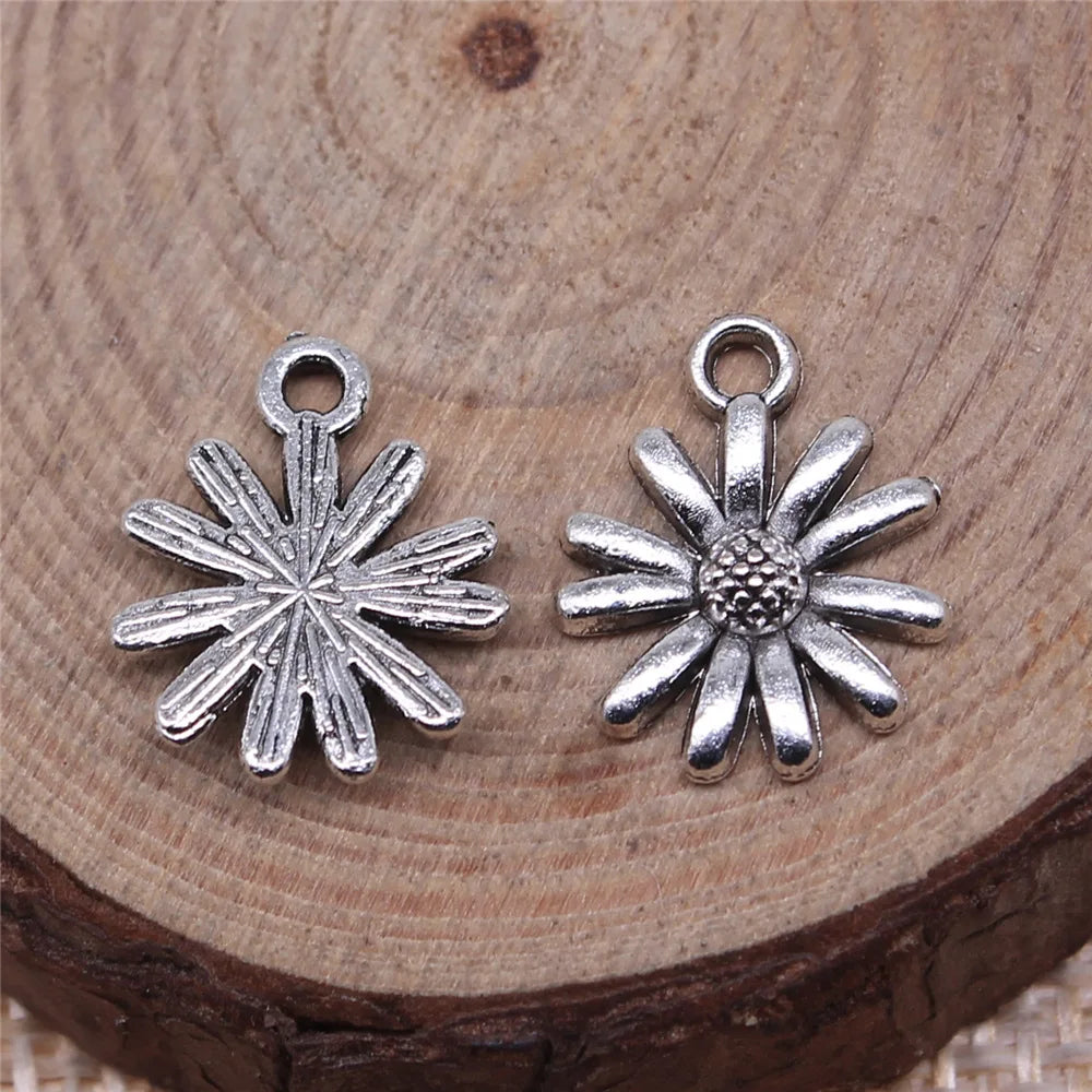 15x12mm 0.8g Multicolor Zinc Alloy Daisy Flower Charm Pendant for DIY Bracelet Necklace Making