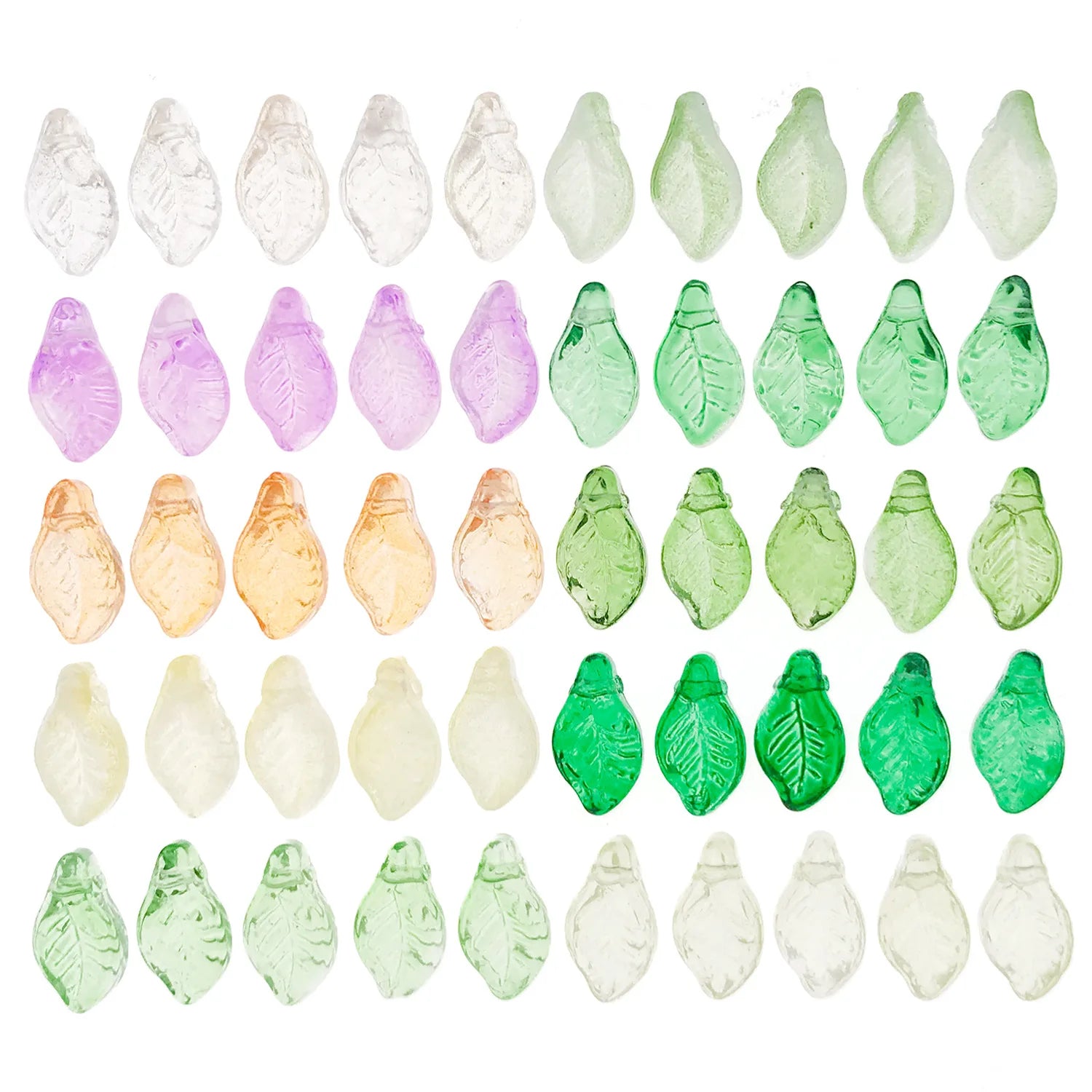 Translucent Green Czech Glass Leaf Loose Beads for Bracelet and Necklace Jewelry Making