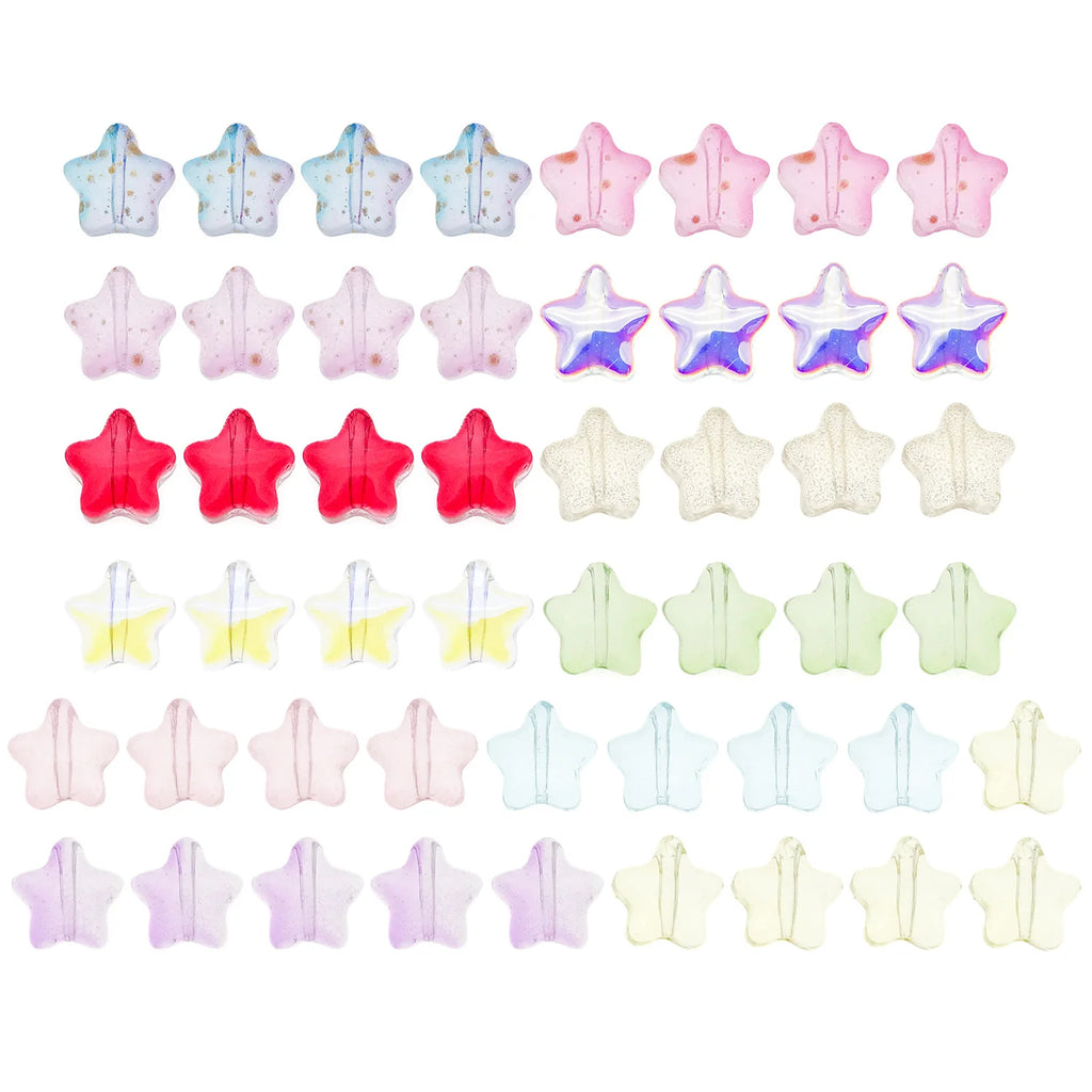 Gradient Glass Five Point Star Loose Spacer Beads for DIY Bracelet Pendant Jewelry