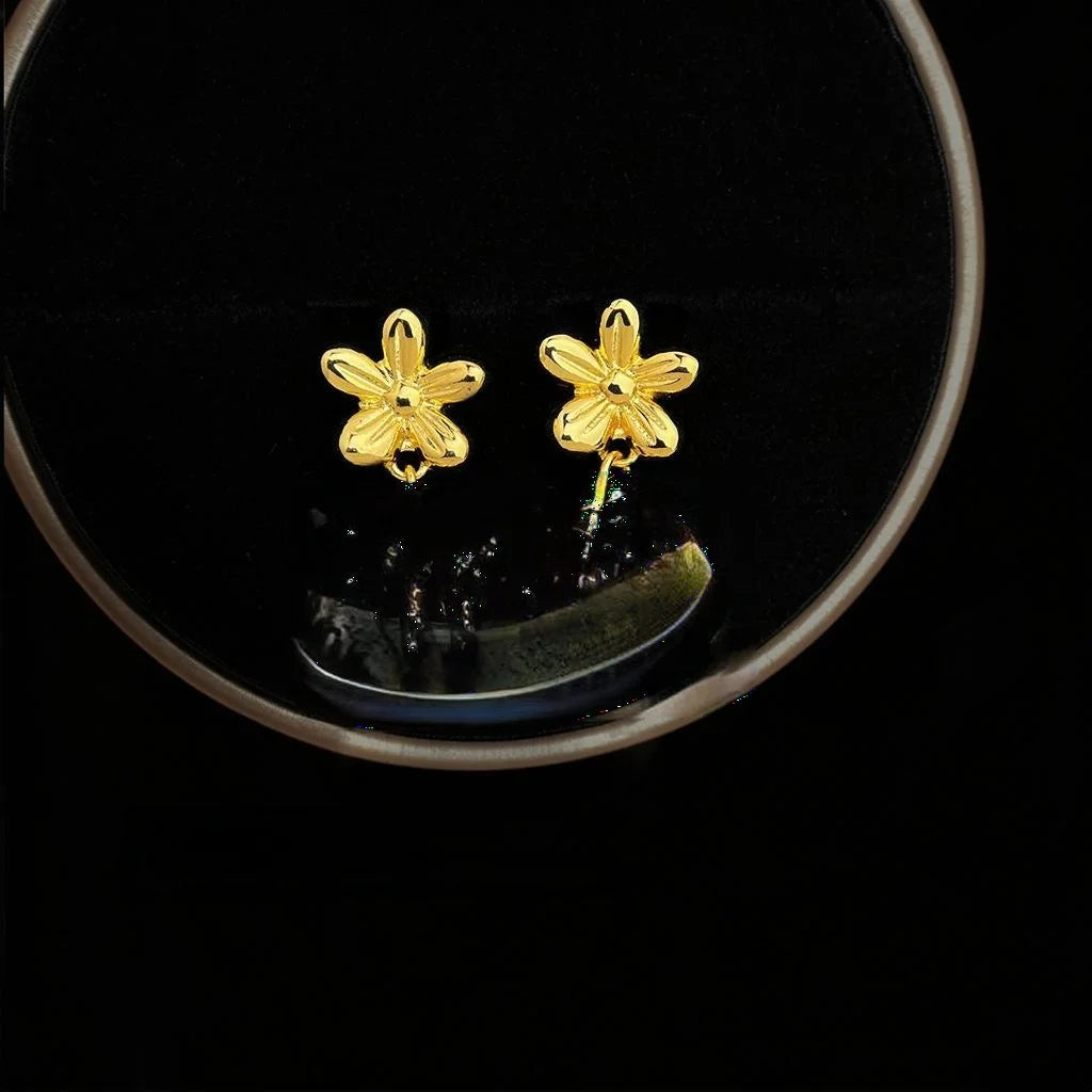 Light Luxury 14K Gold Plated Copper Flower Drop Earrings