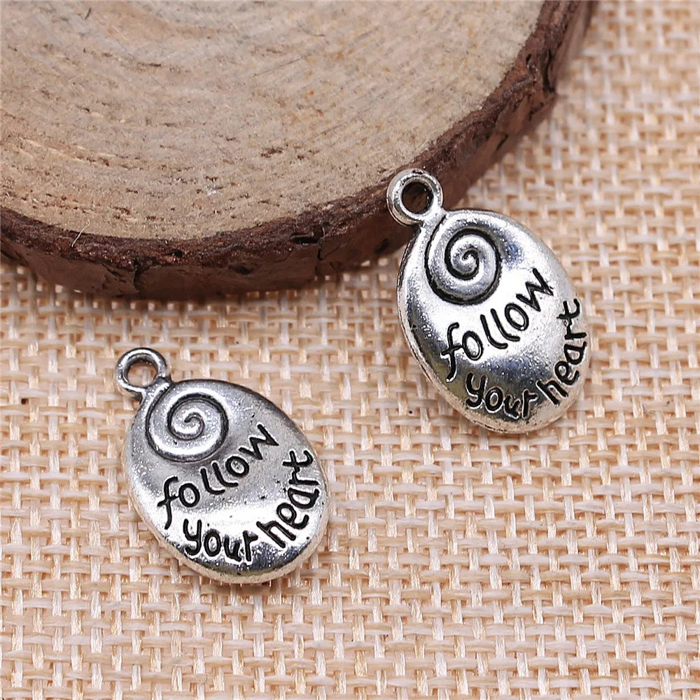20x12mm 2.5g Multicolor Zinc Alloy Follow Your Heart Letter Charm Pendant for DIY Necklace Bracelet Making