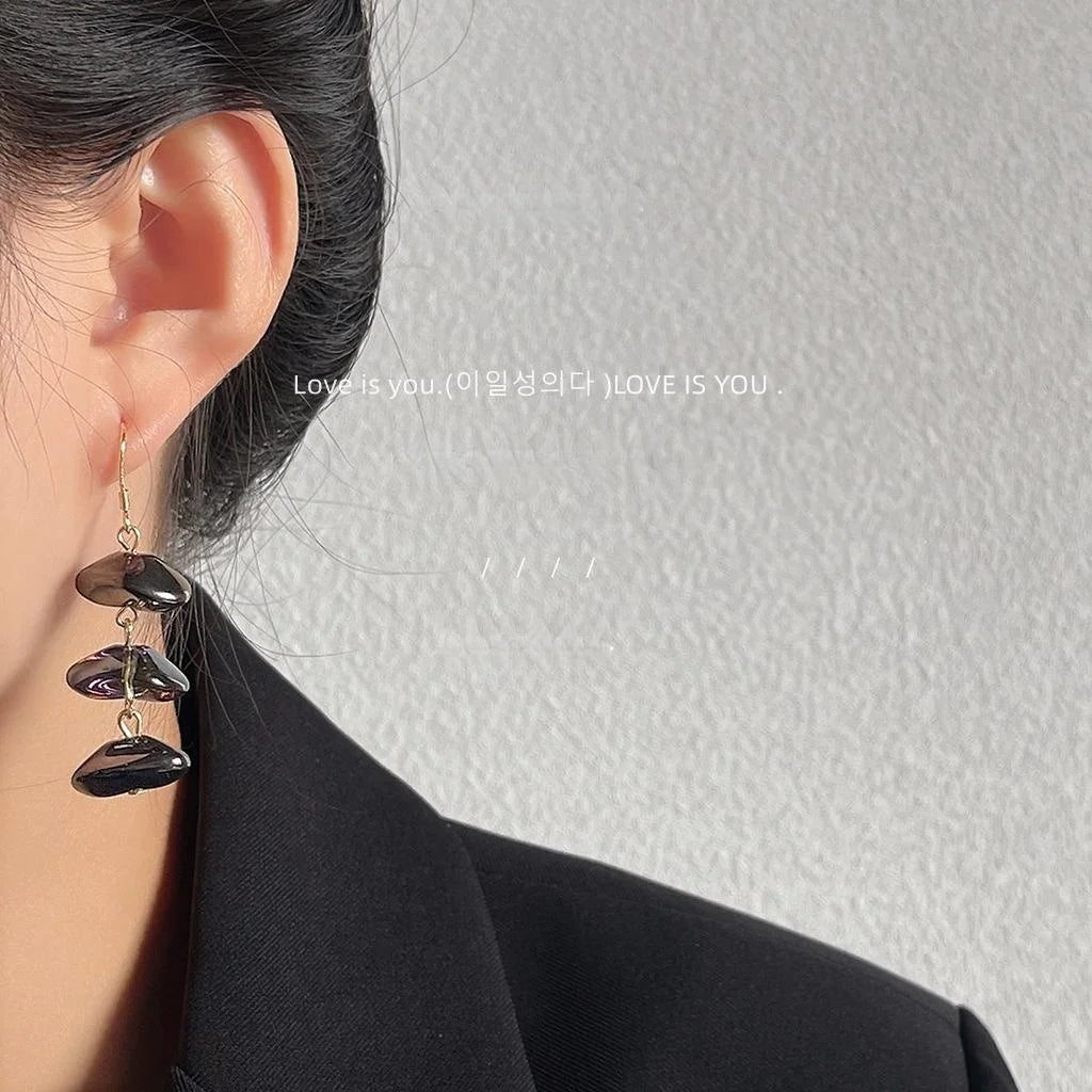 Original Design Silver Plated Copper Glass Crystal Geometric Tassel Drop Earrings
